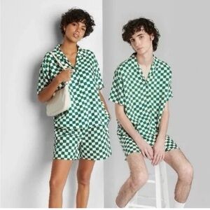 Wild Fable green and white checkered set